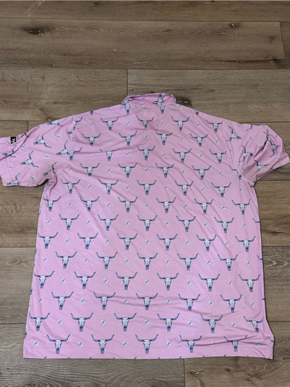 Waggle Men's 3XL Pink Short Sleeve Golf Polo Shirt Bull Graphic Print Stretch - Picture 7 of 7
